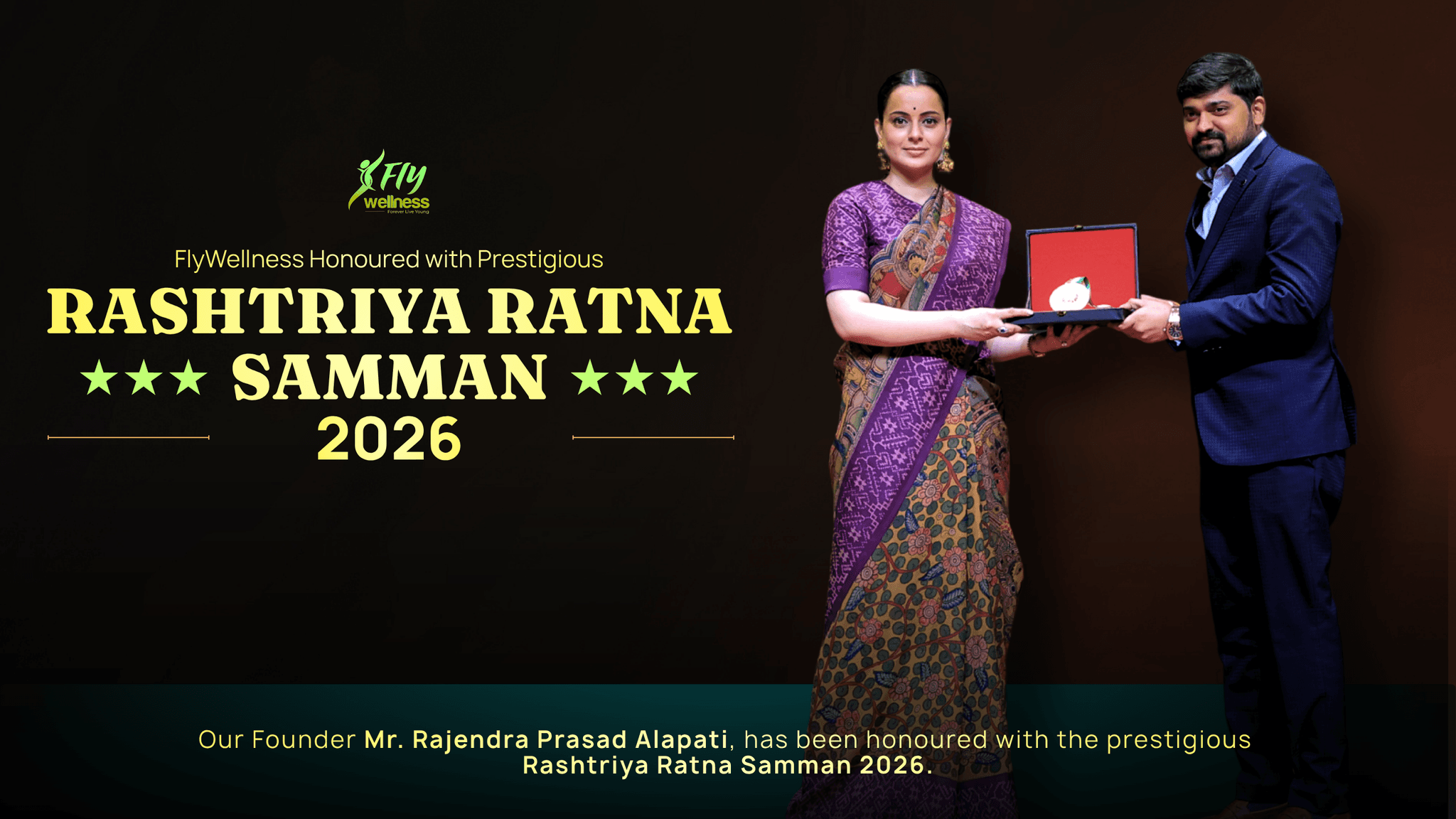 Fly Wellness Founder Rajendra Prasad Alapati Honoured with Rashtriya Ratna Samman 2026